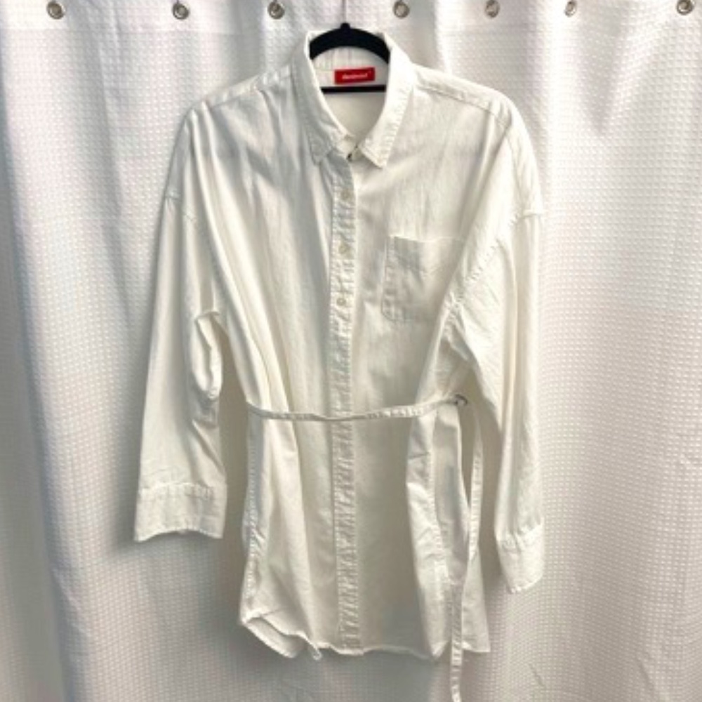 Belted Cotton-Canvas Shirt Dress